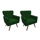 Ver imagem 1 de Kit 2 Poltronas Decorativa Aurora Suede Verde Pés Madeira Ms Decor