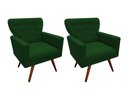 Ver imagem 1 de Kit 2 Poltronas Decorativa Aurora Suede Verde Pés Madeira Ms Decor