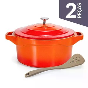 Cacarola Le Cook Premier Orange 28cm 7,2l Pegador Silicone
