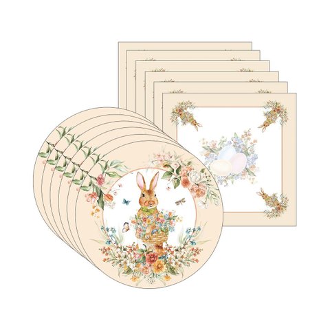 Kit Sousplat + Guardanapo Páscoa Jardim Nsw 6 Peças com Base