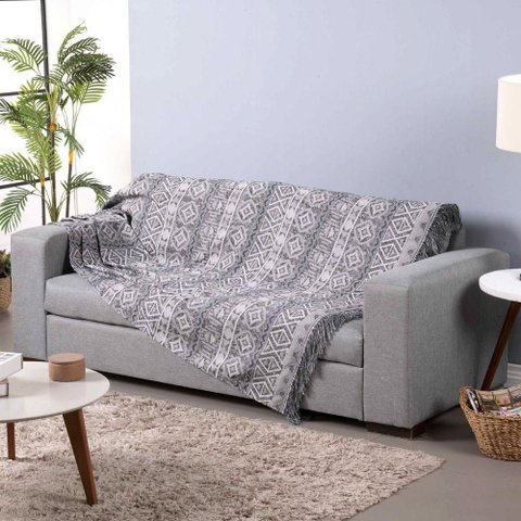 Xale para Sofá com Franja Luxor 1 Peça 2,10m X 1,35m 60% Algodão - 40% Poliéster Tecido Jacquard