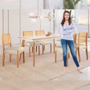 Ver imagem 5 de Conjunto Sala de Jantar 6 Lugares Tampo Vidro/MDF 160cm Madeira Maciça Mesa Mad e Cadeiras Versales