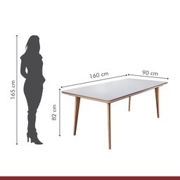 Conjunto Sala de Jantar Mesa Mad 160cm com 6 Cadeiras Debora estrutura em madeira Maciça e Tampo MDF/Vidro - 9