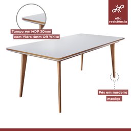 Conjunto Sala de Jantar Mesa Mad 160cm com 6 Cadeiras Debora estrutura em madeira Maciça e Tampo MDF/Vidro - 3