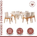 Ver imagem 2 de Conjunto Sala de Jantar Mesa Mad 160cm com 6 Cadeiras Debora estrutura em madeira Maciça e Tampo MDF/Vidro