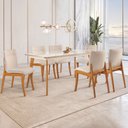 Ver imagem 1 de Conjunto Sala de Jantar Mesa Mad 160cm com 6 Cadeiras Debora Estrutura em Madeira Maciça e Tampo MDF