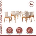 Ver imagem 2 de Conjunto Sala de Jantar Mesa Mad 160cm com 6 Cadeiras Debora Estrutura em Madeira Maciça e Tampo MDF