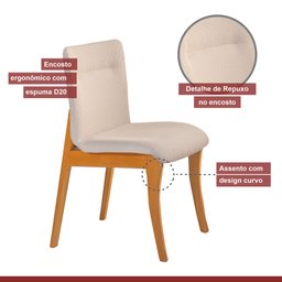 Conjunto Sala de Jantar Mesa Mad 160cm com 6 Cadeiras Debora estrutura em madeira Maciça e Tampo MDF/Vidro - 7