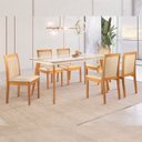 Ver imagem 1 de Conjunto Sala de Jantar 6 Lugares Tampo Vidro/MDF 160cm Madeira Maciça Mesa Mad e Cadeiras Hydra Cin