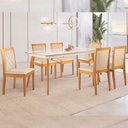 Ver imagem 1 de Conjunto Sala de Jantar 6 Lugares Tampo Vidro/MDF 160cm Madeira Maciça Mesa Mad e Cadeiras Berlim Ci