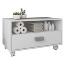 Ver imagem 1 de Gabinete Armário Banheiro Com Rodízios Branco Towel Caemmun