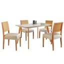 Ver imagem 2 de Conjunto Sala de Jantar 4 Lugares Tampo Vidro/MDF 120cm Madeira Maciça Mesa e Cadeiras Versales Cina