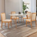 Ver imagem 1 de Conjunto Sala de Jantar 4 Lugares Tampo Vidro/MDF 120cm Madeira Maciça Mesa Versales Cadeiras Hydra