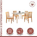Ver imagem 2 de Conjunto Sala de Jantar 4 Lugares Tampo Vidro/MDF 120cm Madeira Maciça Mesa Versales Cadeiras Hydra