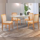 Ver imagem 1 de Conjunto Sala de Jantar 4 Lugares Tampo Vidro/MDF 120cm Madeira Maciça Mesa Versales Cadeiras Berlim