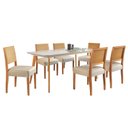 Ver imagem 2 de Conjunto Sala de Jantar 6 Lugares Tampo Vidro/MDF 140cm Madeira Maciça Mesa e Cadeiras Versales Cina