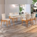Ver imagem 1 de Conjunto Sala de Jantar Mesa Versales 140cm com 6 Cadeiras Debora estrutura em madeira Maciça e Tampo MDF/Vidro