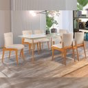 Ver imagem 1 de Conjunto Sala de Jantar Mesa Versales 140cm com 6 Cadeiras Debora Estrutura em Madeira Maciça e Tamp