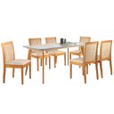 Ver imagem 2 de Conjunto Sala de Jantar 6 Lugares Tampo Vidro/MDF 140cm Madeira Maciça Mesa Versales Cadeiras Hydra
