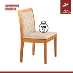 Conjunto Sala de Jantar Mesa Versales 140cm com 6 Cadeiras Berlim estrutura em madeira Maciça e Tampo MDF/Vidro - 7