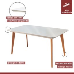 Conjunto Sala de Jantar Mesa Versales 140cm com 6 Cadeiras Berlim estrutura em madeira Maciça e Tampo MDF/Vidro - 9