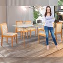 Ver imagem 5 de Conjunto Sala de Jantar 6 Lugares Tampo Vidro/MDF 140cm Madeira Maciça Mesa Versales Cadeiras Berlim