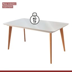 Conjunto Sala de Jantar Mesa Versales 140cm com 6 Cadeiras Berlim estrutura em madeira Maciça e Tampo MDF/Vidro - 6