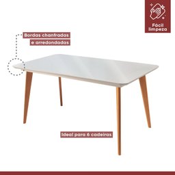 Conjunto Sala de Jantar Mesa Versales 140cm com 6 Cadeiras Berlim estrutura em madeira Maciça e Tampo MDF/Vidro - 10