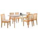 Ver imagem 2 de Conjunto Sala de Jantar 6 Lugares Tampo Vidro/MDF 140cm Madeira Maciça Mesa Versales Cadeiras Berlim