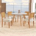 Ver imagem 1 de Conjunto Sala de Jantar Mesa Godam 110cm com 4 Cadeiras Versales estrutura em madeira Maciça e Tampo MDF/Vidro