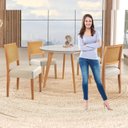 Ver imagem 5 de Conjunto Sala de Jantar 4 Lugares Tampo Vidro/MDF 110cm Madeira Maciça Mesa Godam Cadeiras Versales