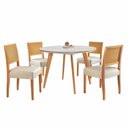 Ver imagem 2 de Conjunto Sala de Jantar 4 Lugares Tampo Vidro/MDF 110cm Madeira Maciça Mesa Godam Cadeiras Versales