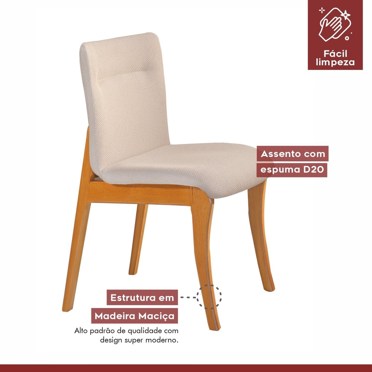 Conjunto Sala de Jantar Mesa Godam 110cm com 4 Cadeiras Debora estrutura em madeira Maciça e Tampo MDF/Vidro - 12