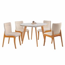 Conjunto Sala de Jantar Mesa Godam 110cm com 4 Cadeiras Debora estrutura em madeira Maciça e Tampo MDF/Vidro - 2