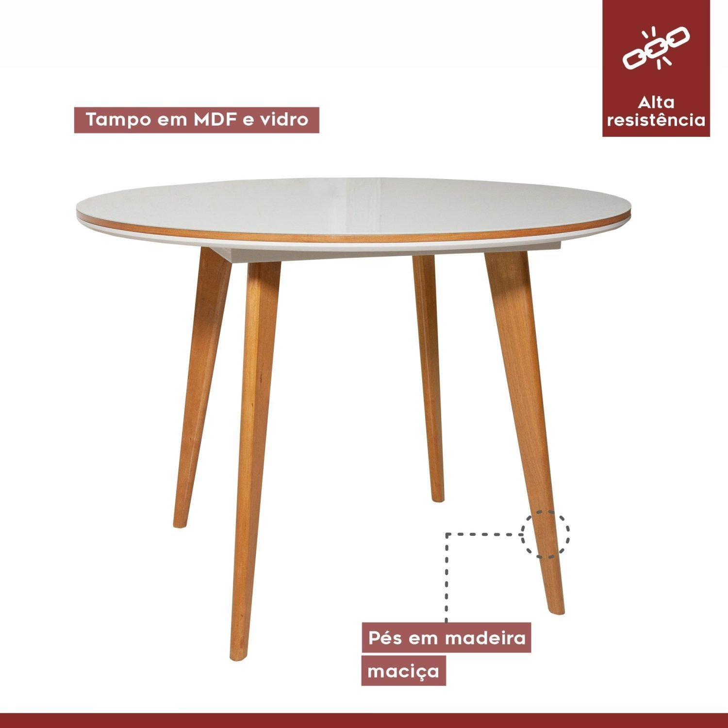 Conjunto Sala de Jantar Mesa Godam 110cm com 4 Cadeiras Debora estrutura em madeira Maciça e Tampo MDF/Vidro - 9