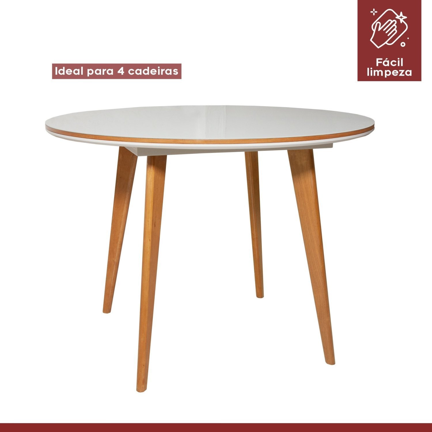 Conjunto Sala de Jantar Mesa Godam 110cm com 4 Cadeiras Debora estrutura em madeira Maciça e Tampo MDF/Vidro - 10