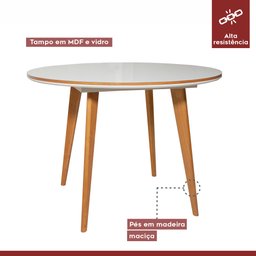 Conjunto Sala de Jantar Mesa Godam 110cm com 4 Cadeiras Hydra estrutura em madeira Maciça e Tampo MDF/Vidro - 3