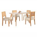 Ver imagem 2 de Conjunto Sala de Jantar 4 Lugares Tampo Vidro/MDF 135cm Madeira Maciça Mesa Mad e Cadeiras Versales