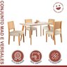 Conjunto Sala de Jantar Mesa Mad 135cm com 4 Cadeiras Versales estrutura em madeira Maciça e Tampo MDF/Vidro - 14