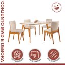 Ver imagem 2 de Conjunto Sala de Jantar Mesa Mad 135cm com 4 Cadeiras Deboraestrutura em madeira Maciça e Tampo MDF/Vidro