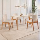 Ver imagem 1 de Conjunto Sala de Jantar Mesa Mad 135cm com 4 Cadeiras Deboraestrutura em madeira Maciça e Tampo MDF/Vidro