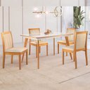 Ver imagem 1 de Conjunto Sala de Jantar 4 Lugares Tampo Vidro/MDF 135cm Madeira Maciça Mesa Mad e Cadeiras Hydra Cin