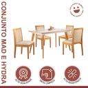 Ver imagem 3 de Conjunto Sala de Jantar 4 Lugares Tampo Vidro/MDF 135cm Madeira Maciça Mesa Mad e Cadeiras Hydra Cin