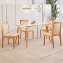 Ver imagem 1 de Conjunto Sala de Jantar 4 Lugares Tampo Vidro/MDF 135cm Madeira Maciça Mesa Mad e Cadeiras Berlim Ci