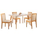 Ver imagem 2 de Conjunto Sala de Jantar 4 Lugares Tampo Vidro/MDF 135cm Madeira Maciça Mesa Mad e Cadeiras Berlim Ci