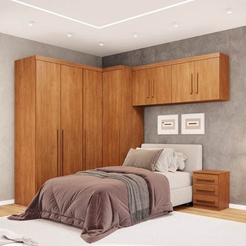 Guarda-Roupa Modulado 5 Peças 8 Portas 3 Gavetas Texas Marrom/Cinamomo