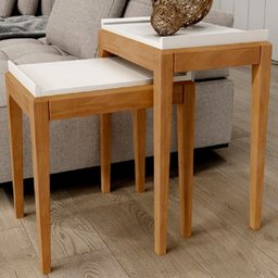 Mesa de Canto Kit 2 Peças Milão Off White/Freijó - Finestra Móveis - 1