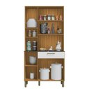 Ver imagem 3 de Cozinha Compacta com 6 Portas 1 Gaveta e Espaço para Micro-ondas 100% Mdf San Marino Espresso Móveis