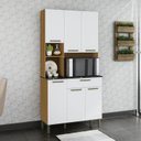 Ver imagem 1 de Cozinha Compacta com 6 Portas 1 Gaveta e Espaço para Micro-ondas 100% Mdf San Marino Espresso Móveis