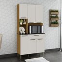Ver imagem 1 de Cozinha Compacta com 6 Portas 1 Gaveta e Espaço para Micro-ondas 100% Mdf San Marino Espresso Móveis